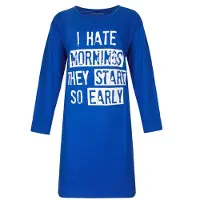 Temptation Dames Big Shirt - Tekstprint op de borst - Blauw - Maat M