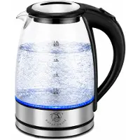 ROYAL SWISS Waterkoker 1.8L – Glazen Waterkoker 1500W – RVS 304 – LED Verlichting – 360° Draaibare Basis – Automatische Uitschakeling – Droogkookbeveiliging