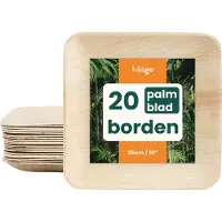 Haago – 20 Palmblad Borden, 25cm Vierkant – 100% Natuurlijk, Biologisch Afbreekbaar & Composteerbaar – Magnetronbestendig