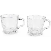 Bavary Glazen theekopjes set Wave – 6-delig – met handvat – transparant – 220 ml per kopje