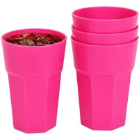 PlasticForte onbreekbaar drinkglas - 12x - kunststof - roze - 520 ml - drinkglazen - lichtgewicht - 9 x 13 cm - stapelbaar