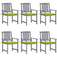 vidaXL Tuinstoelen 6 st met kussens massief acaciahout grijs