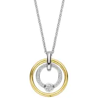 Ti sento Dames Ketting - 925 zilver - Zirkonia met geel verguld - Maat 42 - 34056ZY