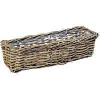 Mega Collections Plantenmand Java - rotan - naturel - rechthoek - 50 x 16 x 15 cm - plantenbak buiten/binnen