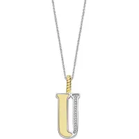 Ti sento Dames Hanger - 925 zilver - Letter U - Zirkonia met geel verguld - 6840ZY_U