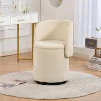 HAUSS SPOLE Draaibare Schminkstoel Met Opbergruimte – 360° Gestoffeerde Corduroy Fauteuil – Moderne Kaptafelstoel Met Opbergzitting – Voor Slaapkamer, Woonkamer Of Eetkamer – Beige