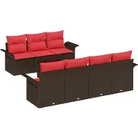 vidaXL Tuinbank Set met kussen 8 pcs Bruin poly rattan