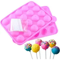 AA Commerce Siliconen Cakepop Bakvorm - Pop Cake Maker Met Stokjes - 20 Gaatjes