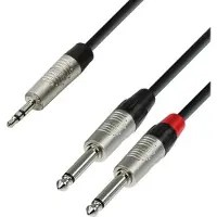 Adam hall 4 STAR Rean 3.5mm TRS Mini Jack to Twin TS 1/4" Jack Splitter Cable 1.5m