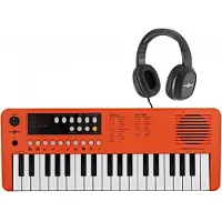 Gear4Music VISIONKEY-1 37 Key Portable Mini Keyboard with Headphones Orange