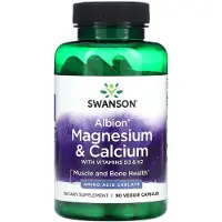 Swanson Health , Albion, Magnesium & Calcium met Vitamine D3 & K2, 90 Veggicapsules