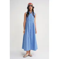 MixRay Geknoopte Tippet Kraag Maxi Jurk