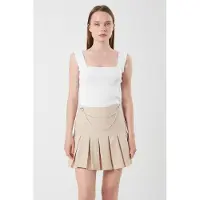 MixRay Hoge Taille Plissé Minirok met Kettingdetails