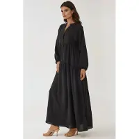 Hiccups for Kids Gestructureerde V-hals Maxi-jurk met knoopdetails