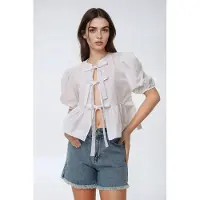 Hiccups for Kids Katoenen Blouse met Ronde Hals en Strikdetail