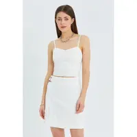 MixRay Hart Kraag Getailleerde Croplange Blouse