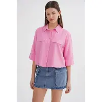 MixRay Korte Mouwen Crop Poplin Shirt