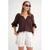 MixRay Geknoopte Mousseline Blouse