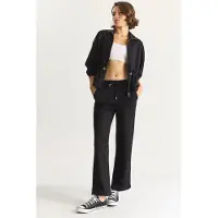Bianco Aangesloten Lange Mouwen Jacket en Flared Broeken Set