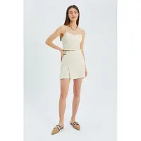 MixRay Belted Hoge Taille Wrap Front Shorts met Splitdetail