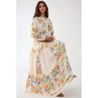 Hiccups for Kids Geprinte V-hals Maxi-jurk met Knopdetail