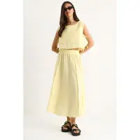 Bianco Textuur Blouse & Rok Muslin Stof Twee-Delige Set