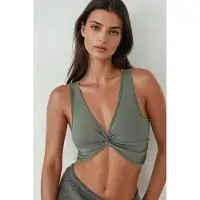 Hiccups for Kids Stevige Rib Twist Voorkant Crop Top