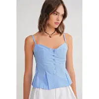 MixRay Hartje Nek Knoop-Voorkant Peplum Camitop