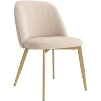 OKWISH Eetkamerstoel – Luxe Comfort Design – Set Van 4 – Fluweel – Modern – Beige En Goud – Ergonomische Rugleuning