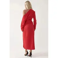 Hiccups for Kids Asymmetrische Kraag Bodycon Midi Jurk met Splits