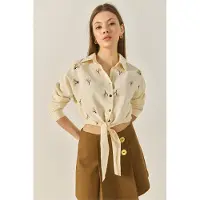 Bianco Geborduurde Poplin Shirt met Knoopsluiting