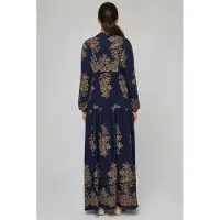 Hiccups for Kids Geprinte Lange Mouwen Viscose Maxi Jurk