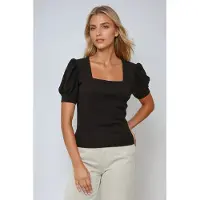 Hiccups for Kids Vierkante Hals Textuur Aansluitende Blouse