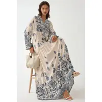 Hiccups for Kids Geprinte V-hals Maxi Jurk met Knopdetail