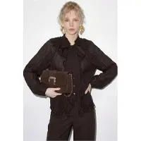 Bianco Knoopsluiting Crepe Blouse met Strikdetail