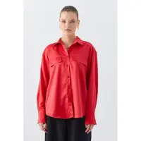 MixRay Satin Knopblouse met Pocketdetail