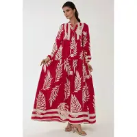 Hiccups for Kids Geprinte Lange Mouwen Viscose Maxi Jurk