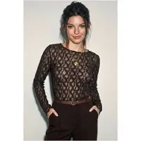Bianco Kant Crew Neck Lange Mouwen Blouse