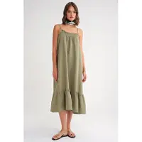 MixRay Midi Musselinen Jurk met Ruffle Detail