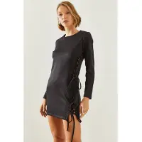 Bianco Uitgesneden Crew Neck Mini Jurk
