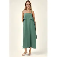 Hiccups for Kids Vierkante Kraag Laagjes Spaghettiband Maxi-jurk