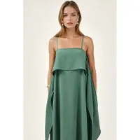 Hiccups for Kids Vierkante Kraag Laagjes Spaghettiband Maxi-jurk