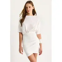 Bianco Bodycon Midi-jurk met Ritsluiting