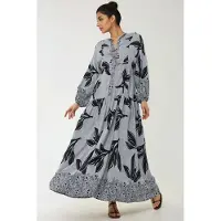 Hiccups for Kids Geprinte Lange Mouwen Viscose Maxi Jurk