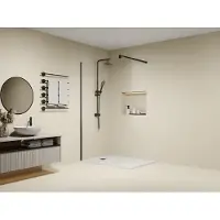 Vente-unique Inloopdouchewand - Mat zwart - Antikalkglas van 8 mm - 120 x 200 cm - DAREN