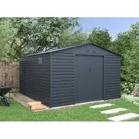 Vente-unique Metalen tuinhuisje van gegalvaniseerd staal - Antraciet - 13,12 m² - ADELMO