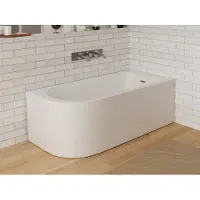Vente-unique Hoekbad - 201 liter - 150 x 75 x 58 cm - Wit - Hoek rechts - ANIKA L 150 cm x H 58 cm x D 75 cm