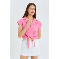 MixRay Crop Shirt met Strikdetail