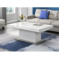 Vente-unique Salontafel LAURIA - 2 in 1 - Verhoogbaar en uittrekbaar - Gelakt mdf - Wit