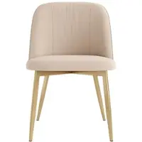 STILVORA Eetkamerstoel – Set Van 2 – Comfortabel Met Ergonomische Rugleuning En Gouden Metalen Poten – Beige Fluweel